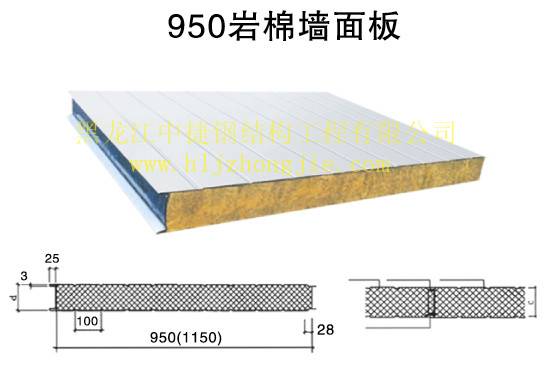 黑龙江哈尔滨中捷彩钢压型复合板 950岩棉墙面板